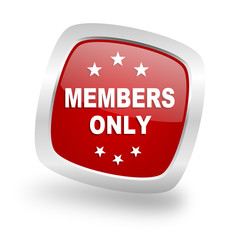 Poster - members only square red glossy chrome silver metallic web icon