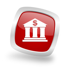 Poster - bank square red glossy chrome silver metallic web icon