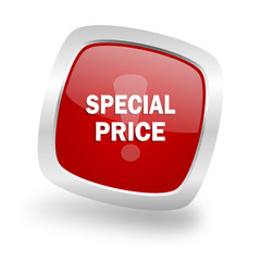 Aufkleber - special price square red glossy chrome silver metallic web icon