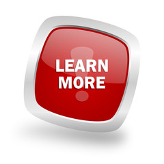 Fototapete - learn more square red glossy chrome silver metallic web icon
