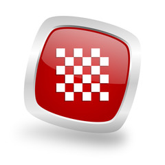 Poster - chess square red glossy chrome silver metallic web icon