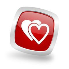 Poster - love square red glossy chrome silver metallic web icon