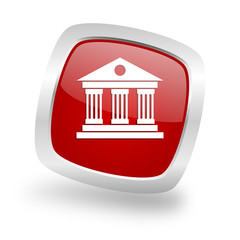 Aufkleber - museum square red glossy chrome silver metallic web icon