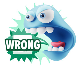 Poster - 3d Rendering Angry Character Emoji saying Wrong with Colorful Sp