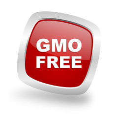 Poster - gmo free square red glossy chrome silver metallic web icon