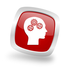Aufkleber - head square red glossy chrome silver metallic web icon