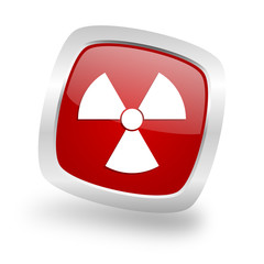 Poster - radiation square red glossy chrome silver metallic web icon