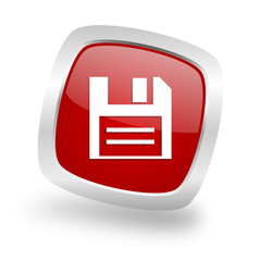 Poster - disk square red glossy chrome silver metallic web icon
