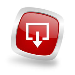 Aufkleber - exit square red glossy chrome silver metallic web icon