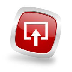 Poster - enter square red glossy chrome silver metallic web icon