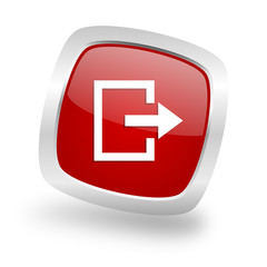 Poster - exit square red glossy chrome silver metallic web icon