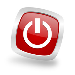 Fototapete - power square red glossy chrome silver metallic web icon