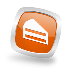 Leinwandbilder - cake square orange glossy chrome silver metallic web icon