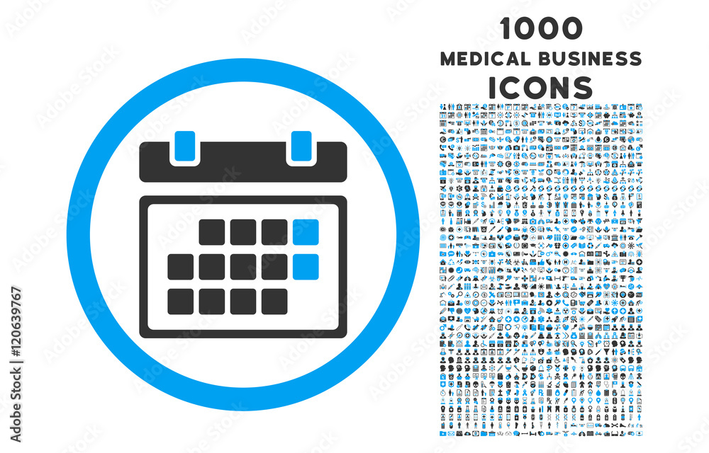 Month Calendar rounded vector bicolor icon with 1000 medical business ...