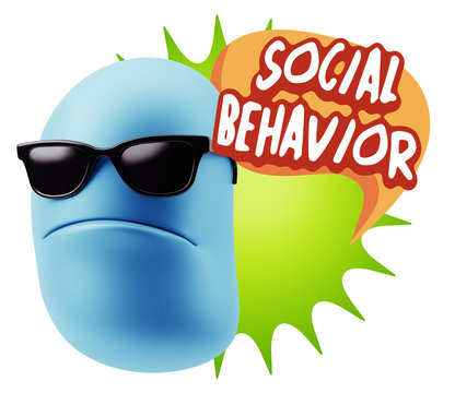 3d Rendering Angry Character Emoji saying Social Behavior with C