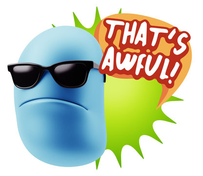3d Rendering Angry Character Emoji saying That's Awful with Colo
