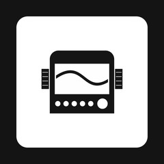 Poster - Display with cardiogram, ecg machine icon in simple style on a white background vector illustration