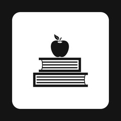 Poster - Two books and apple icon in simple style on a white background vector illustration