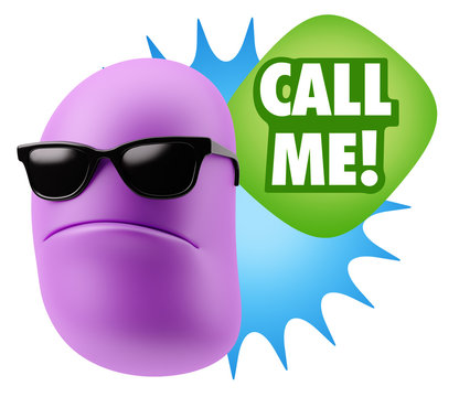 3d Rendering Angry Character Emoji saying Call me with Colorful