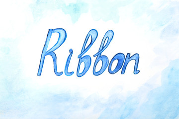 Wall Mural - Hand-drawn word RIBBON on color background