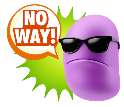 3d Rendering Angry Character Emoji saying No Way with Colorful S