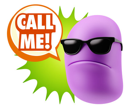 3d Rendering Angry Character Emoji saying Call me with Colorful