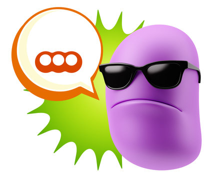 3d Rendering Angry Character Emoji saying … with Colorful Spee