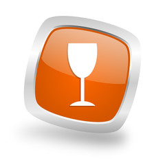 Poster - alcohol  square orange glossy chrome silver metallic web icon