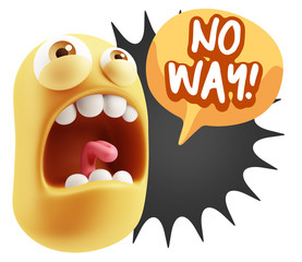 Fototapete - 3d Rendering Angry Character Emoji saying No Way with Colorful S