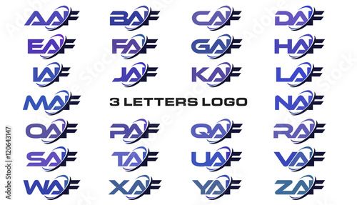 Download 3 letters modern generic swoosh logo AAF, BAF, CAF, DAF ...