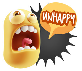 Fototapete - 3d Rendering Angry Character Emoji saying Unhappy with Colorful