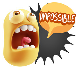 Fototapete - 3d Rendering Angry Character Emoji saying Impossible with Colorf