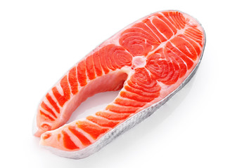 Wall Mural - Fresh salmon isolated on white background