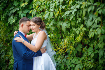 Wall Mural - Happy bride and groom on their wedding