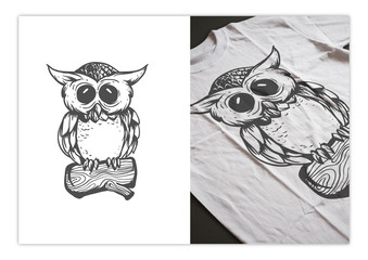 Wall Mural - owl - illustration of cute little owl - t-shirt design