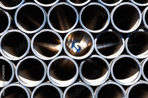 Fotografia, Obraz background of colorful big plastic pipes used at the building site