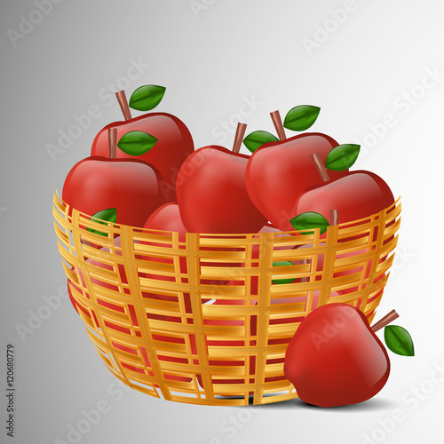 Fotografie, Tablou Illustration of Apples filled in a basket for Applejack Month