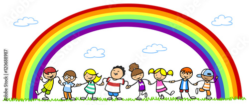 Multikulturelle Gruppe Kinder Unter Regenbogen Buy This Stock Illustration And Explore Similar Illustrations At Adobe Stock Adobe Stock