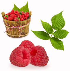 Raspberries set isolated on white background