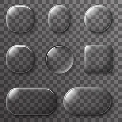 Glass App UI Buttons Icons Transparent design Elements Vector Illustration