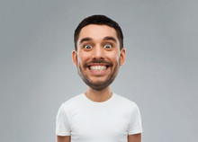 Man With Funny Face Over Gray Background