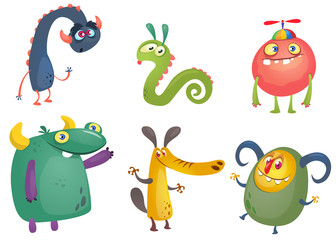 Cartoon Monsters. Vector set of cartoon monsters isolated