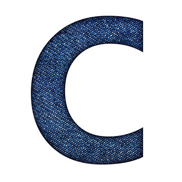Denim jeans english alphabet letter, isolated on white background