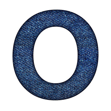 Denim jeans english alphabet letter, isolated on white background