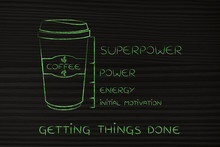 Coffee Tumbler With Energy Level From Initial Motivation To Supe