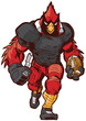 Vector Cartoon Cardinal Football Player Mascot in Uniform