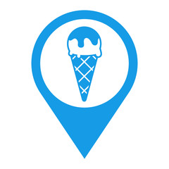 Sticker - Icono plano localizacion cornete helado azul