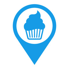 Sticker - Icono plano localizacion Cup Cake azul