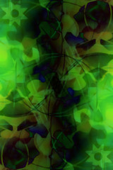 Fototapete - ornamental mandala and color abstract background. green color.