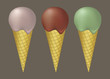Three Ice Cream cones illustration